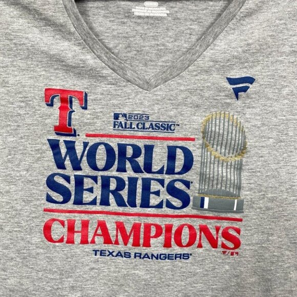 TEXAS RANGERS WORLD SERIES CHAMPIONS LOCKER ROOM T-SHIRT WOMENS MEDIUM V-NECK - Picture 3 of 10